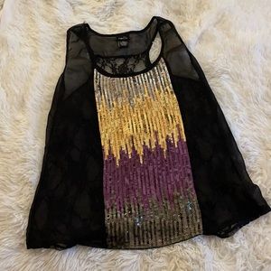 Black shimmery mesh top